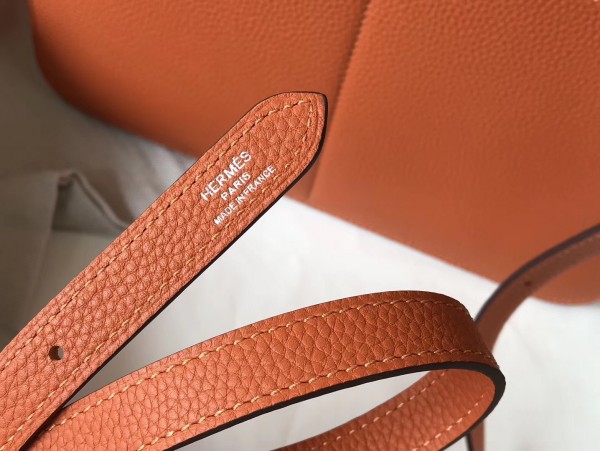 Hermes Halzan 31cm Bag Clemence Leather WAX In Orange High