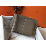 Hermes Halzan 31cm Bag Clemence Leather WAX In Etoupe High