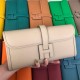 Hermes Jige Elan 29 Clutch Bag Epsom Leather WAX Tourterelle High