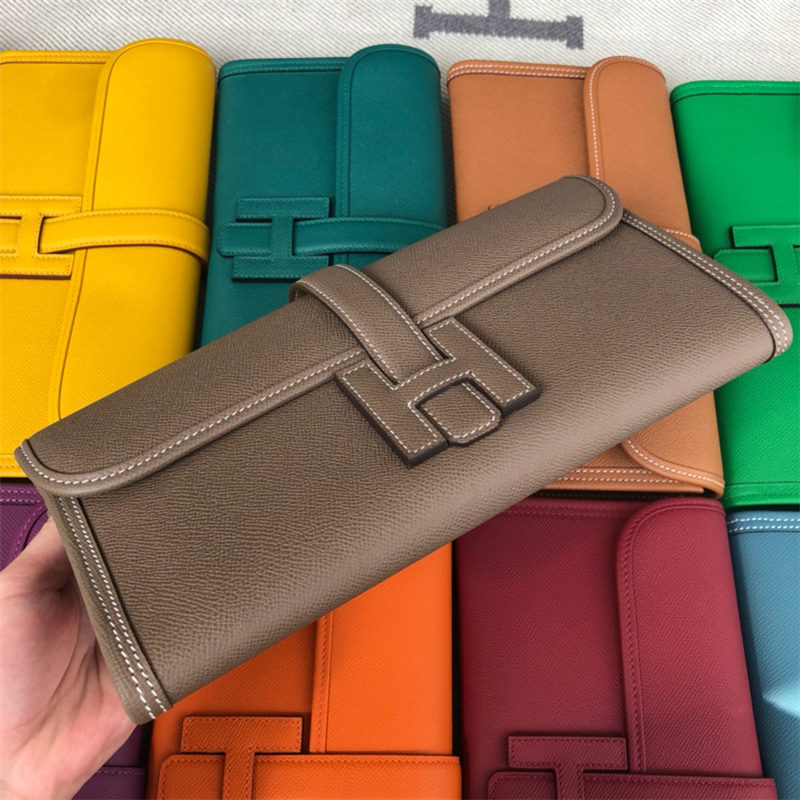 Hermes Jige Elan 29 Clutch Bag Epsom Leather WAX Etoupe High