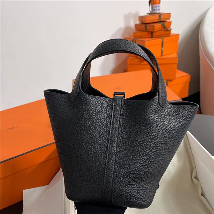 Hermes Picotin Lock 18/22 Bag Togo Leather In Black-Black WAX High