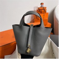 Hermes Picotin Lock 18/22 Bag Togo Leather In Gris Meyer-Gold WAX High