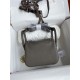 Hermes Lindy Mini Bag Clemence Leather In Dk-Grey WAX High