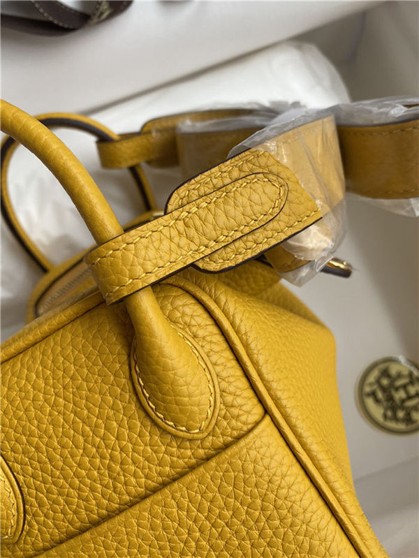 Hermes Lindy Mini Bag Clemence Leather In Yellow WAX High