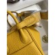 Hermes Lindy Mini Bag Clemence Leather In Yellow WAX High