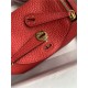 Hermes Lindy Mini Bag Clemence Leather In Red WAX High