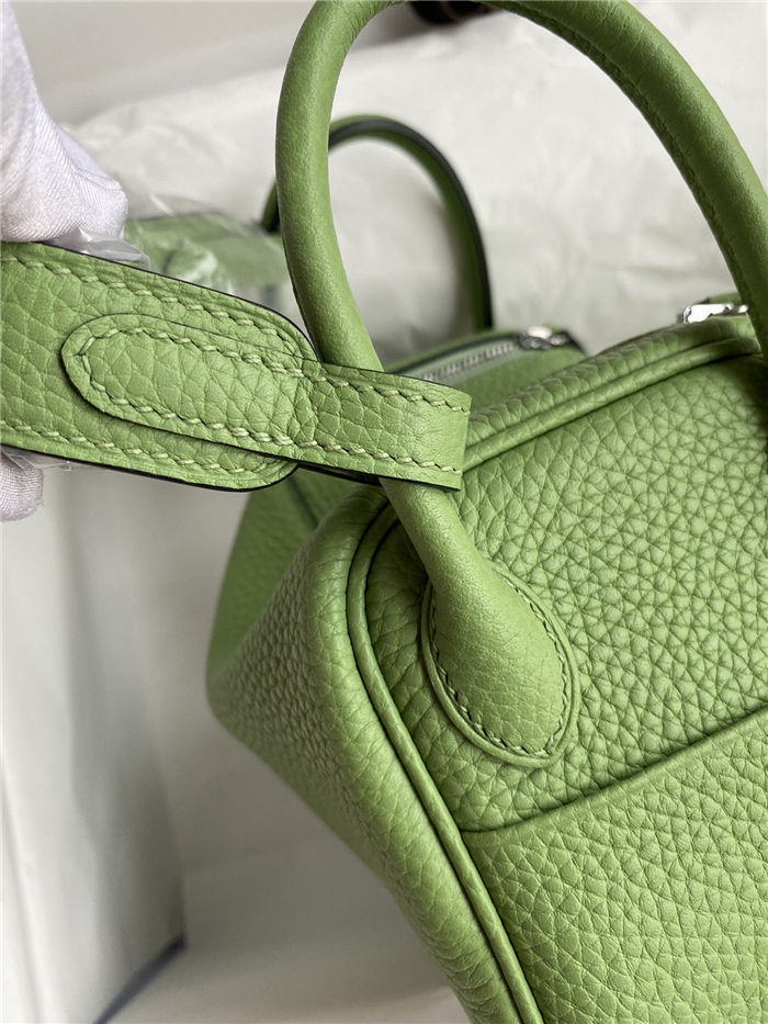 Hermes Lindy Mini Bag Clemence Leather In Lt-Green WAX High