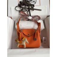 Hermes Lindy Mini Bag Clemence Leather In Orange WAX High