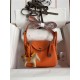 Hermes Lindy Mini Bag Clemence Leather In Orange WAX High