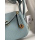 Hermes Lindy Mini Bag Clemence Leather In Grey-Blue WAX High