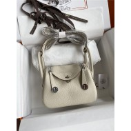 Hermes Lindy Mini Bag Clemence Leather In Cream WAX High