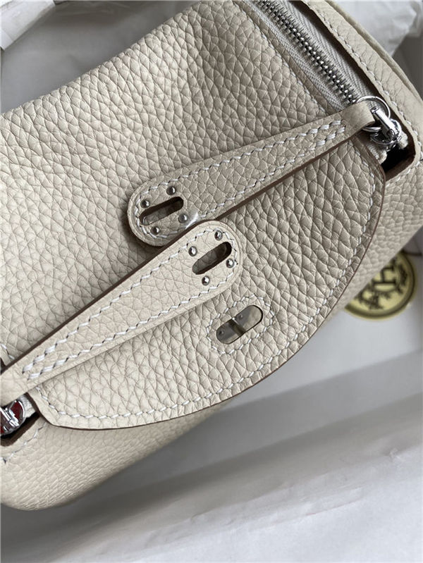 Hermes Lindy Mini Bag Clemence Leather In Cream WAX High