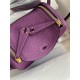 Hermes Lindy Mini Bag Clemence Leather In Purple WAX High