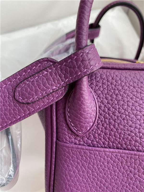 Hermes Lindy Mini Bag Clemence Leather In Purple WAX High