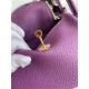 Hermes Lindy Mini Bag Clemence Leather In Purple WAX High