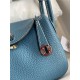 Hermes Lindy Mini Bag Clemence Leather In Denim Blue WAX High