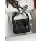 Hermes Lindy Mini Bag Clemence Leather In Black WAX High