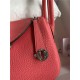 Hermes Lindy Mini Bag Clemence Leather In Rose Red WAX High