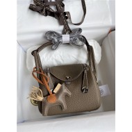 Hermes Lindy Mini Bag Clemence Leather In Etoupe WAX High