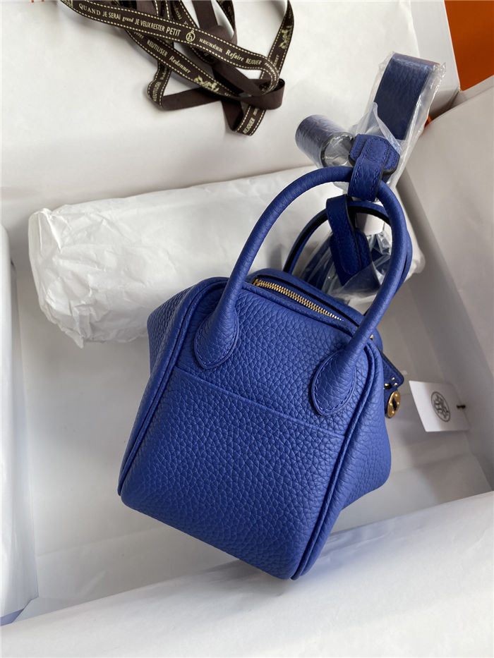 Hermes Lindy Mini Bag Clemence Leather In Royal Blue WAX High