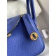 Hermes Lindy Mini Bag Clemence Leather In Royal Blue WAX High