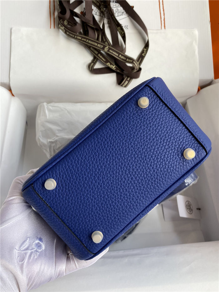 Hermes Lindy Mini Bag Clemence Leather In Royal Blue WAX High