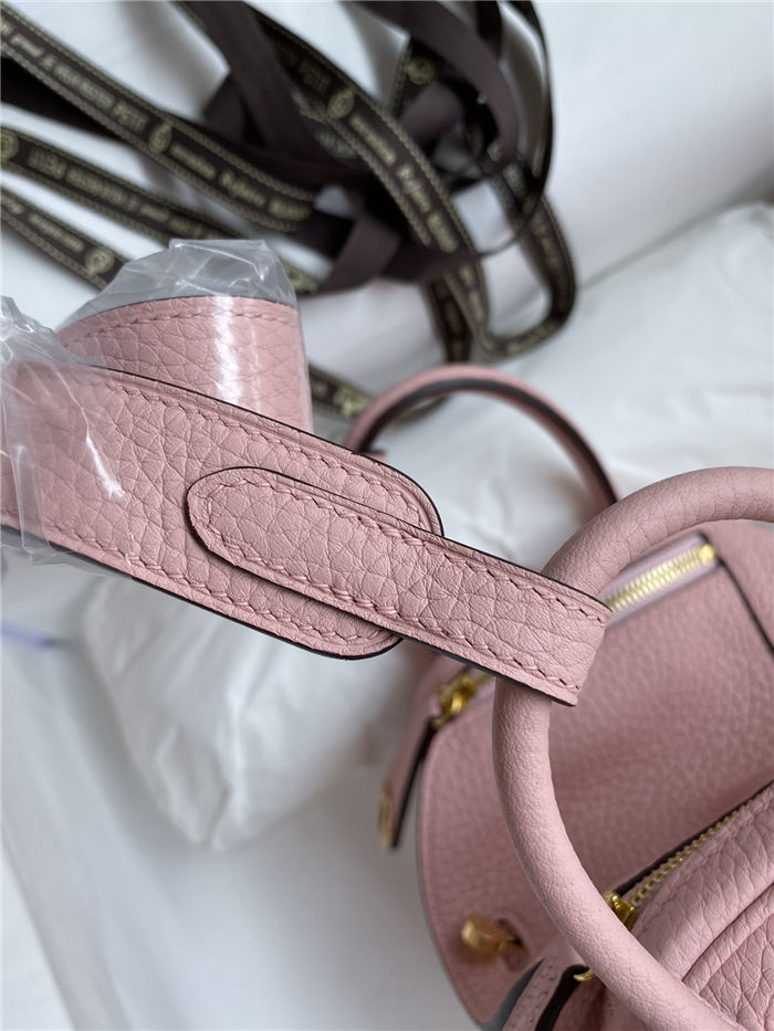 Hermes Lindy Mini Bag Clemence Leather In Pink WAX High