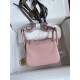 Hermes Lindy Mini Bag Clemence Leather In Pink WAX High