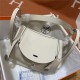 Hermes Lindy 26/30cm Bag Clemence Leather In Cream Silver-Metal WAX High