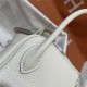 Hermes Lindy 26/30cm Bag Clemence Leather In Cream Silver-Metal WAX High