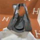 Hermes Lindy 26/30cm Bag Clemence Leather In Dk-Grey Silver-Metal WAX High