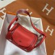 Hermes Lindy 26/30cm Bag Clemence Leather In Red WAX High