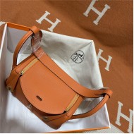 Hermes Lindy 26/30cm Bag Clemence Leather In Orange Gold-Metal WAX High