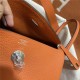 Hermes Lindy 26/30cm Bag Clemence Leather In Orange Silver-Metal WAX High