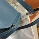 Hermes Lindy 26/30cm Bag Clemence Leather In Denim Blue Silver-Metal WAX High