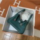 Hermes Lindy 26/30cm Bag Clemence Leather In Olive Silver-Metal WAX High