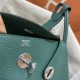 Hermes Lindy 26/30cm Bag Clemence Leather In Olive Silver-Metal WAX High