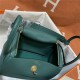 Hermes Lindy 26/30cm Bag Clemence Leather In Olive Gold-Metal WAX High