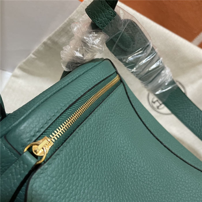 Hermes Lindy 26/30cm Bag Clemence Leather In Olive Gold-Metal WAX High