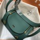 Hermes Lindy 26/30cm Bag Clemence Leather In Olive Gold-Metal WAX High