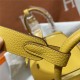 Hermes Lindy 26/30cm Bag Clemence Leather In Yellow Gold-Metal WAX High