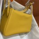 Hermes Lindy 26/30cm Bag Clemence Leather In Yellow Silver-Metal WAX High