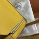 Hermes Lindy 26/30cm Bag Clemence Leather In Yellow Silver-Metal WAX High