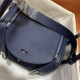 Hermes Lindy 26/30cm Bag Clemence Leather In Navy Silver-Metal WAX High