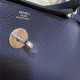 Hermes Lindy 26/30cm Bag Clemence Leather In Navy Silver-Metal WAX High