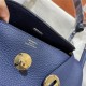 Hermes Lindy 26/30cm Bag Clemence Leather In Navy Gold-Metal WAX High