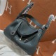 Hermes Lindy 26/30cm Bag Clemence Leather In Grey-Green Silver-Metal WAX High