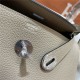 Hermes Lindy 26/30cm Bag Clemence Leather In Tourterelle Silver-Metal WAX High