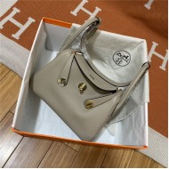 Hermes Lindy 26/30cm Bag Clemence Leather In Tourterelle Gold-Metal WAX High