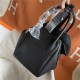 Hermes Lindy 26/30cm Bag Clemence Leather In Black Silver-Metal WAX High